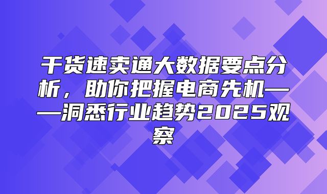 干货速卖通大数据要点分析，助你把握电商先机——洞悉行业趋势2025观察