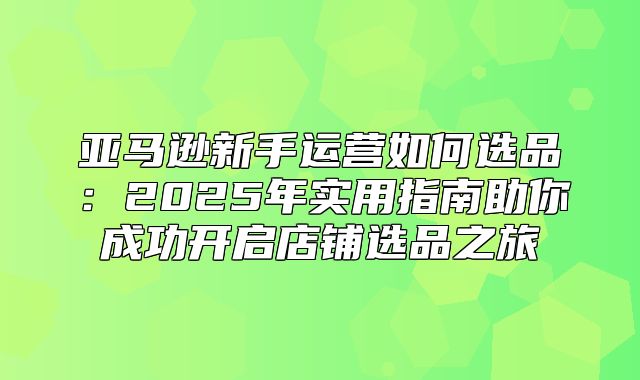 亚马逊新手运营如何选品：2025年实用指南助你成功开启店铺选品之旅