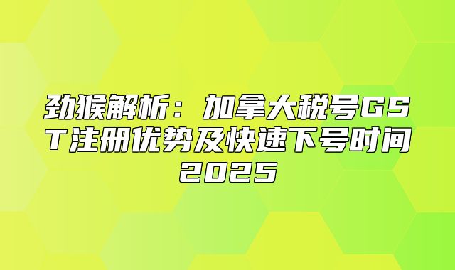 劲猴解析：加拿大税号GST注册优势及快速下号时间2025