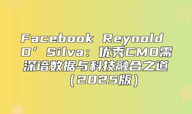 Facebook Reynold D’Silva：优秀CMO需深谙数据与科技融合之道2025版
