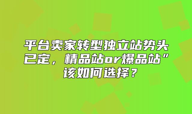 平台卖家转型独立站势头已定，精品站or爆品站” 该如何选择？