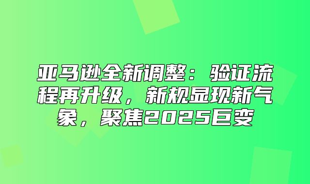 亚马逊全新调整：验证流程再升级，新规显现新气象，聚焦2025巨变
