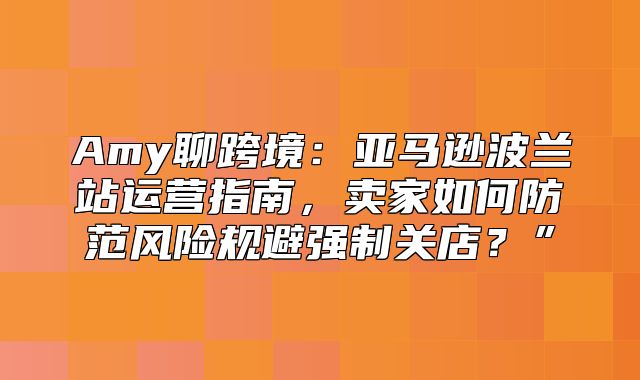 Amy聊跨境：亚马逊波兰站运营指南，卖家如何防范风险规避强制关店？”