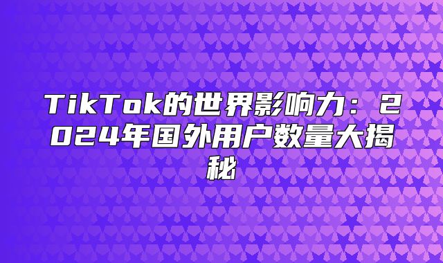 TikTok的世界影响力：2025年国外用户数量大揭秘