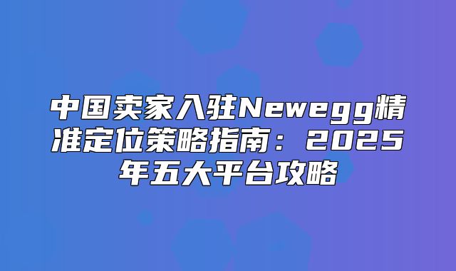 中国卖家入驻Newegg精准定位策略指南：2025年五大平台攻略