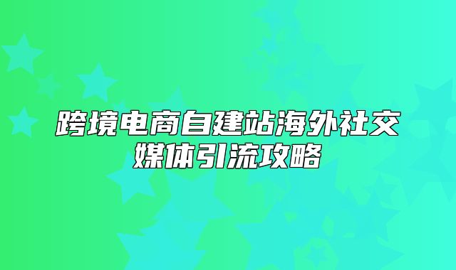 跨境电商自建站海外社交媒体引流攻略