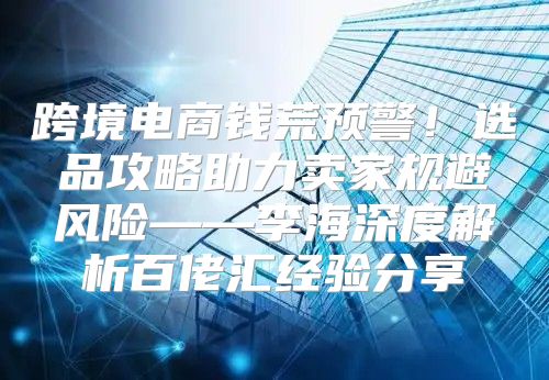 跨境电商钱荒预警！选品攻略助力卖家规避风险——李海深度解析百佬汇经验分享