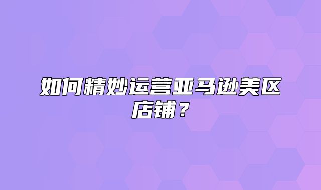 如何精妙运营亚马逊美区店铺？