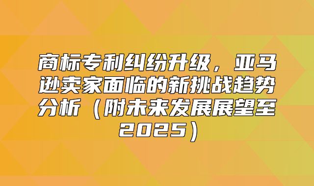 商标专利纠纷升级，亚马逊卖家面临的新挑战趋势分析附未来发展展望至2025