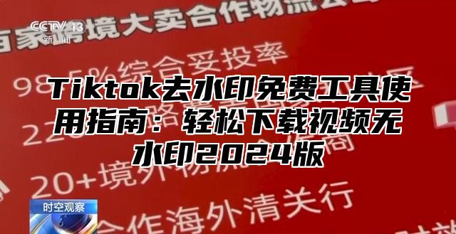 Tiktok去水印免费工具使用指南：轻松下载视频无水印2025版