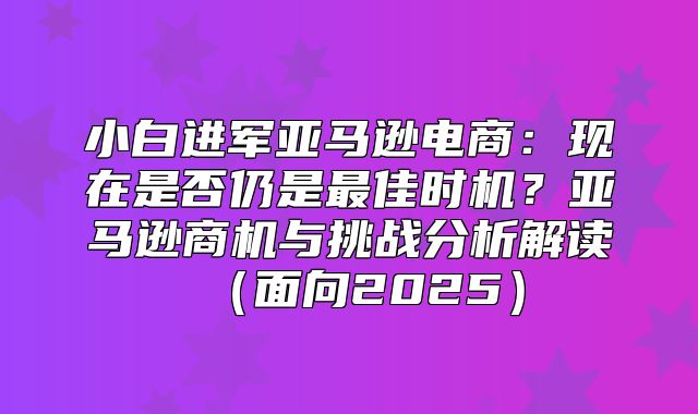 小白进军亚马逊电商：现在是否仍是最佳时机？亚马逊商机与挑战分析解读面向2025