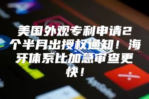 美国外观专利申请2个半月出授权通知！海牙体系比加急审查更快！