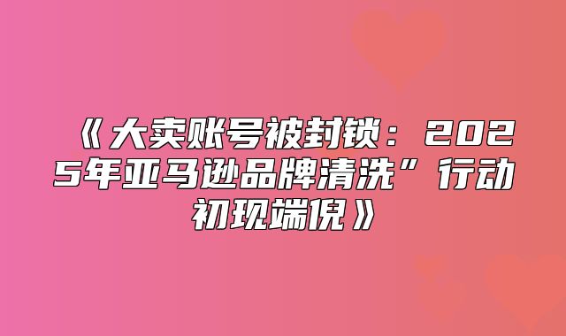 大卖账号被封锁：2025年亚马逊品牌清洗”行动初现端倪