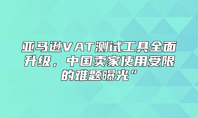 亚马逊VAT测试工具全面升级，中国卖家使用受限的难题曝光”