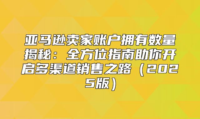 亚马逊卖家账户拥有数量揭秘：全方位指南助你开启多渠道销售之路2025版