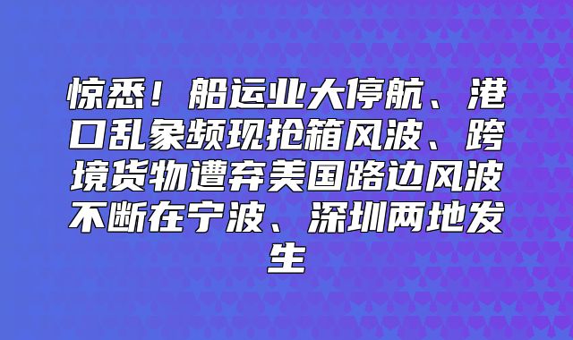 惊悉！船运业大停航、港口乱象频现抢箱风波、跨境货物遭弃美国路边风波不断在宁波、深圳两地发生