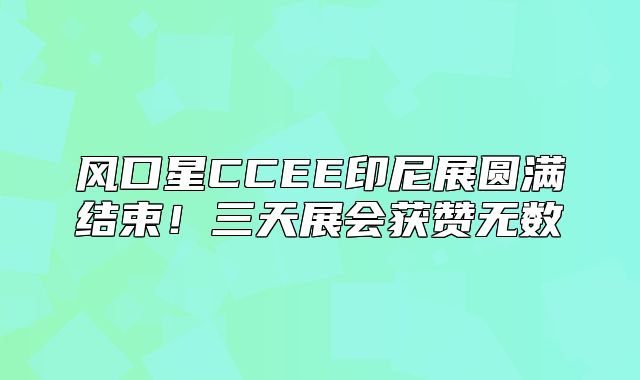风口星CCEE印尼展圆满结束！三天展会获赞无数
