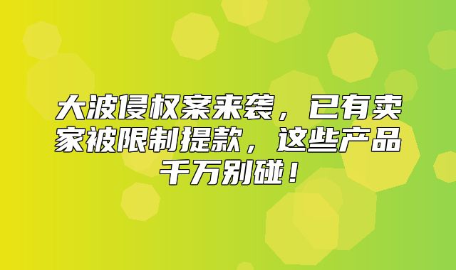大波侵权案来袭，已有卖家被限制提款，这些产品千万别碰！