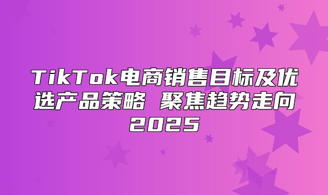 TikTok电商销售目标及优选产品策略 聚焦趋势走向2025