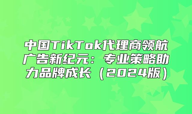 中国TikTok代理商领航广告新纪元：专业策略助力品牌成长2025版