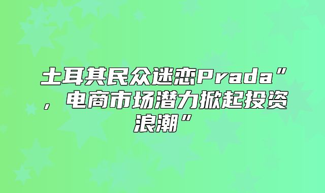 土耳其民众迷恋Prada”，电商市场潜力掀起投资浪潮”