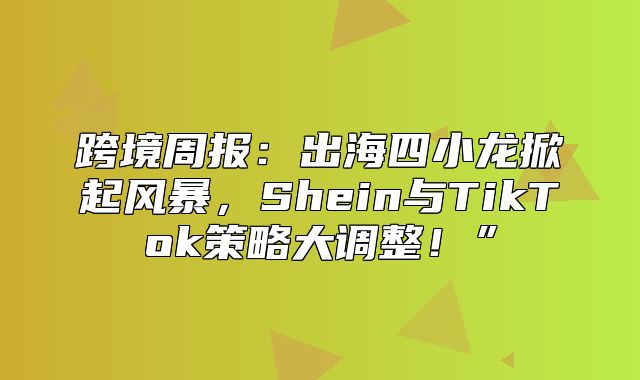 跨境周报：出海四小龙掀起风暴，Shein与TikTok策略大调整！”