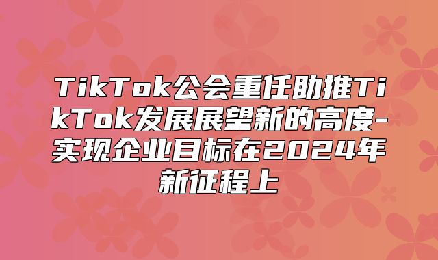 TikTok公会重任助推TikTok发展展望新的高度-实现企业目标在2025年新征程上