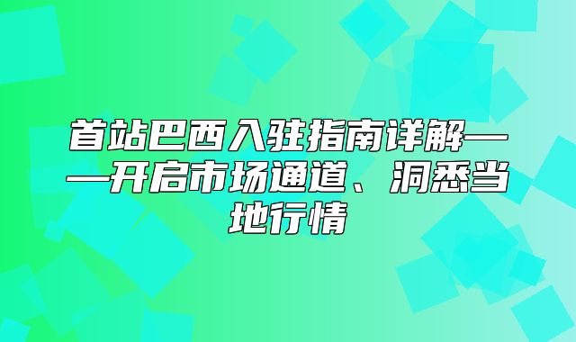 首站巴西入驻指南详解——开启市场通道、洞悉当地行情