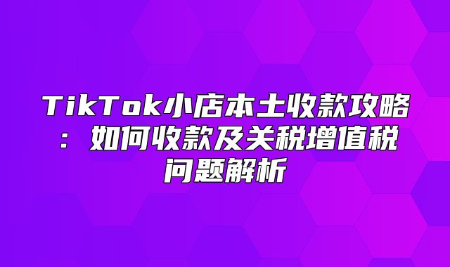 TikTok小店本土收款攻略：如何收款及关税增值税问题解析
