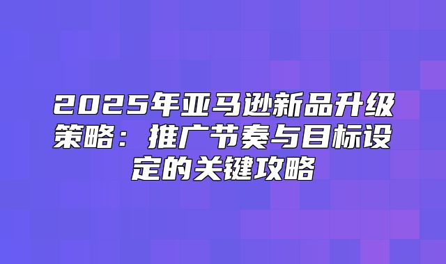 2025年亚马逊新品升级策略：推广节奏与目标设定的关键攻略