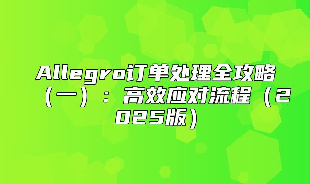 Allegro订单处理全攻略一：高效应对流程2025版