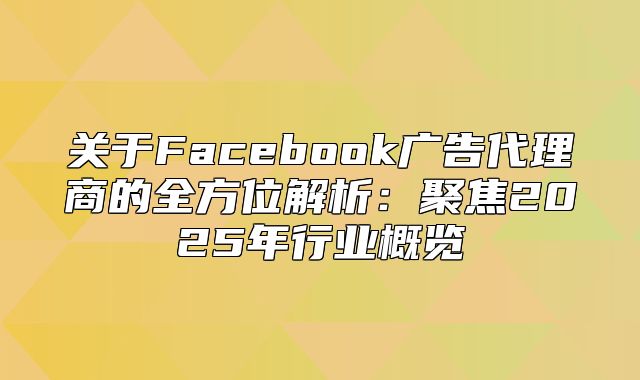 关于Facebook广告代理商的全方位解析：聚焦2025年行业概览