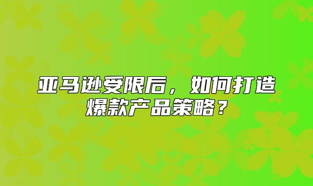 亚马逊受限后，如何打造爆款产品策略？