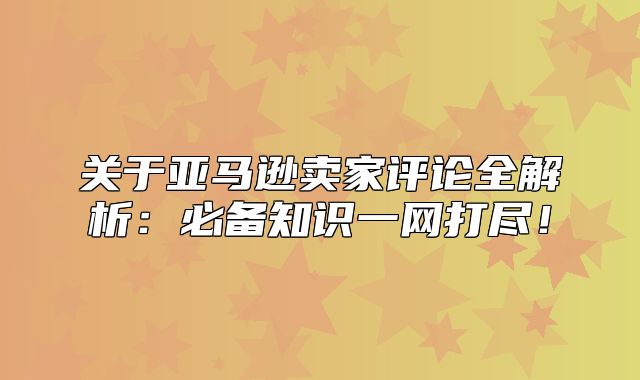 关于亚马逊卖家评论全解析：必备知识一网打尽！