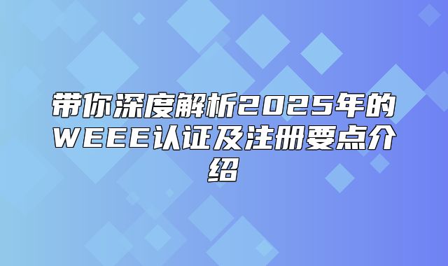 带你深度解析2025年的WEEE认证及注册要点介绍