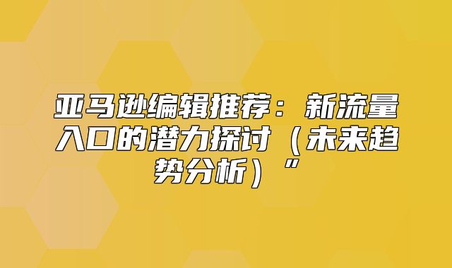 亚马逊编辑推荐：新流量入口的潜力探讨未来趋势分析”