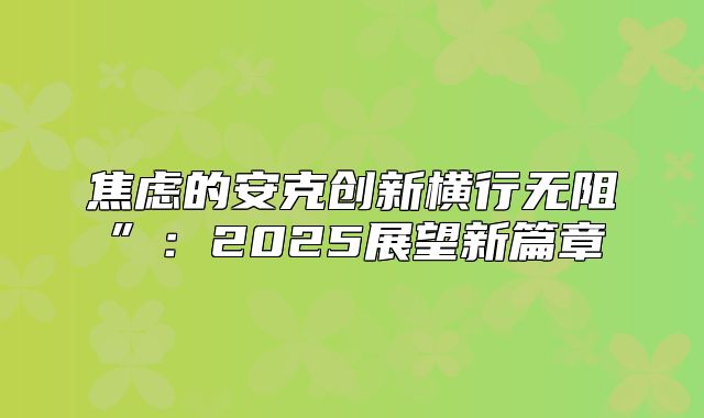 焦虑的安克创新横行无阻”：2025展望新篇章