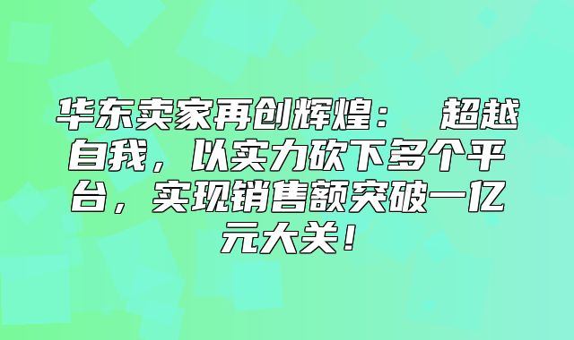 华东卖家再创辉煌： 超越自我，以实力砍下多个平台，实现销售额突破一亿元大关！