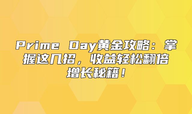 Prime Day黄金攻略：掌握这几招，收益轻松翻倍增长秘籍！