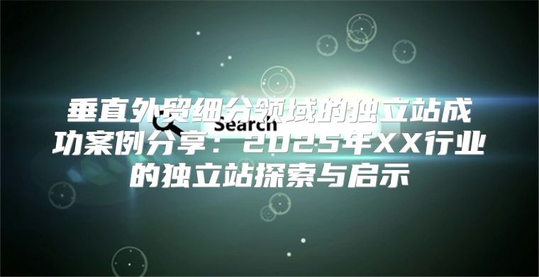 垂直外贸细分领域的独立站成功案例分享：2025年XX行业的独立站探索与启示