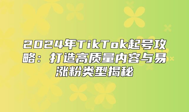 2025年TikTok起号攻略：打造高质量内容与易涨粉类型揭秘