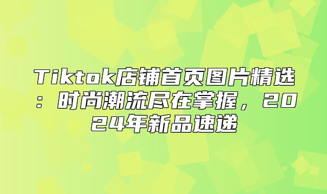 Tiktok店铺首页图片精选：时尚潮流尽在掌握，2025年新品速递