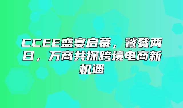 CCEE盛宴启幕，饕餮两日，万商共探跨境电商新机遇