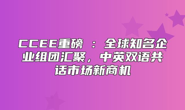 CCEE重磅⑧：全球知名企业组团汇聚，中英双语共话市场新商机