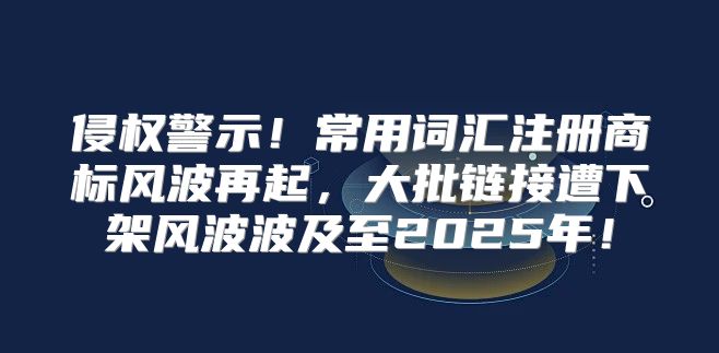 侵权警示！常用词汇注册商标风波再起，大批链接遭下架风波波及至2025年！