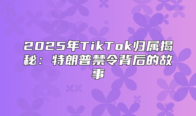 2025年TikTok归属揭秘：特朗普禁令背后的故事