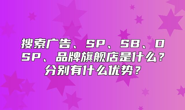 搜索广告、SP、SB、DSP、品牌旗舰店是什么？分别有什么优势？