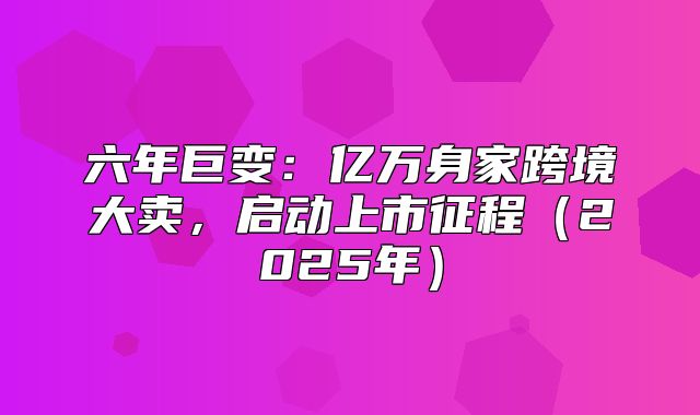 六年巨变：亿万身家跨境大卖，启动上市征程2025年