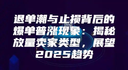 退单潮与止损背后的爆单普涨现象：揭秘放量卖家类型，展望2025趋势