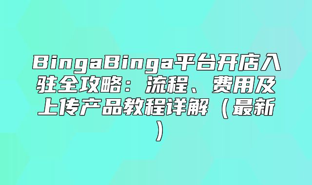 BingaBinga平台开店入驻全攻略：流程、费用及上传产品教程详解最新